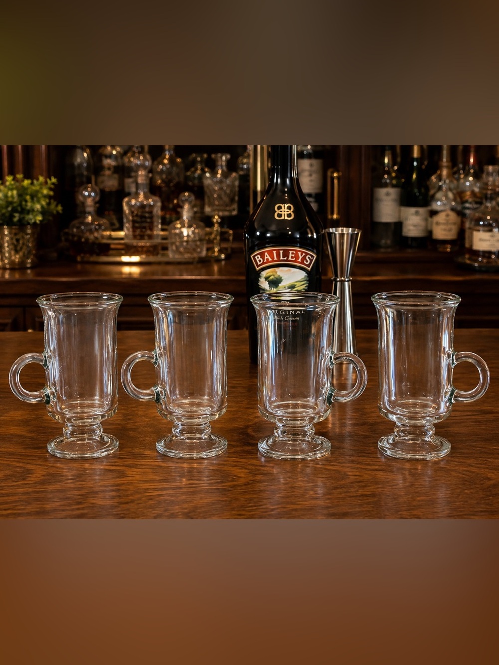 Vintage Footed Irish Coffee Glasses | Clear Pedestal Mugs | Hot Toddy Bare Ware